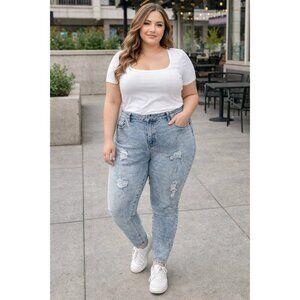 PRETTYLITTLETHING Vintage Wash Disco Ripped Skinny Jeans PLUS size 22 NEW